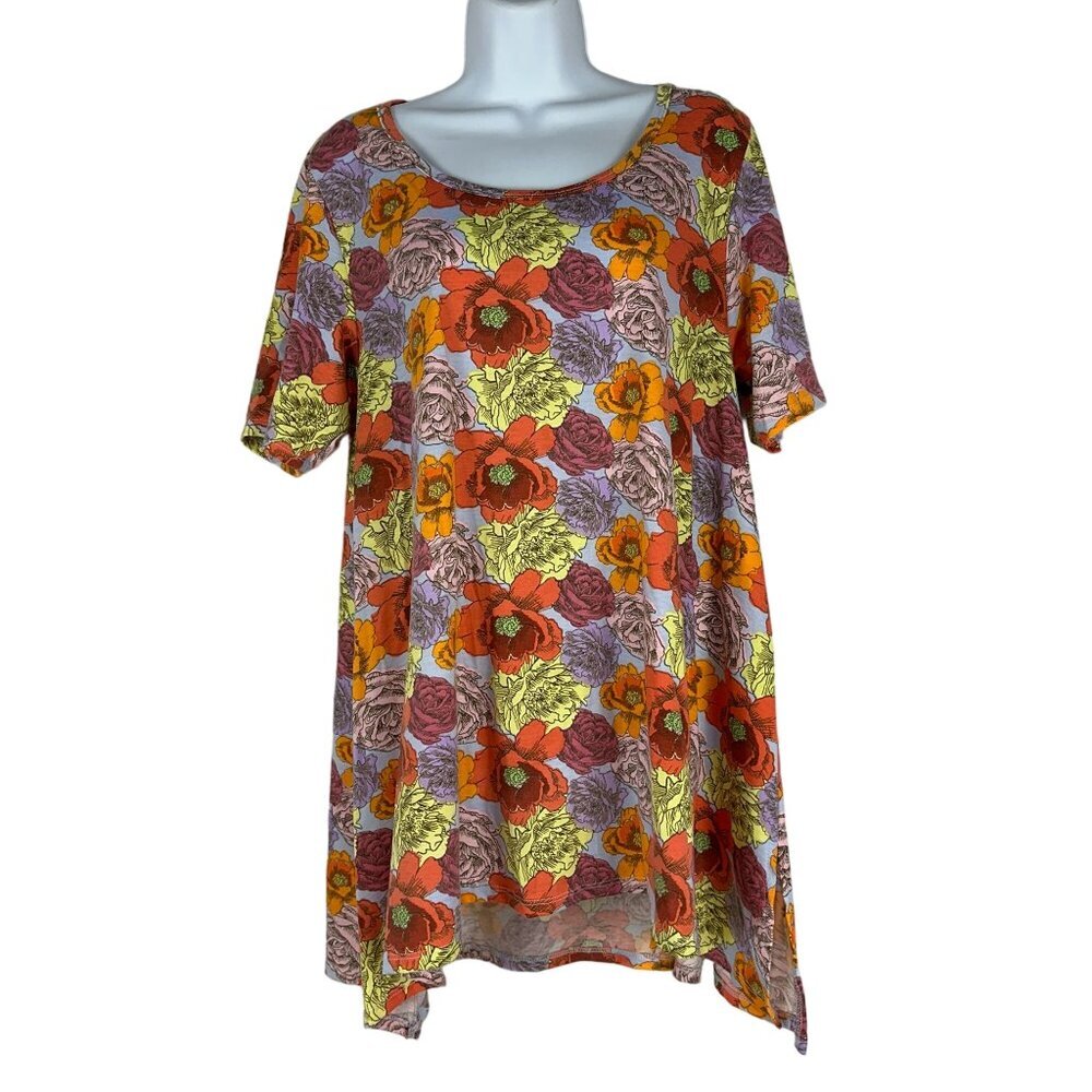 LuLaRoe Womens Floral Print Tunic Top Size L Polyester & Elastane Multicolor